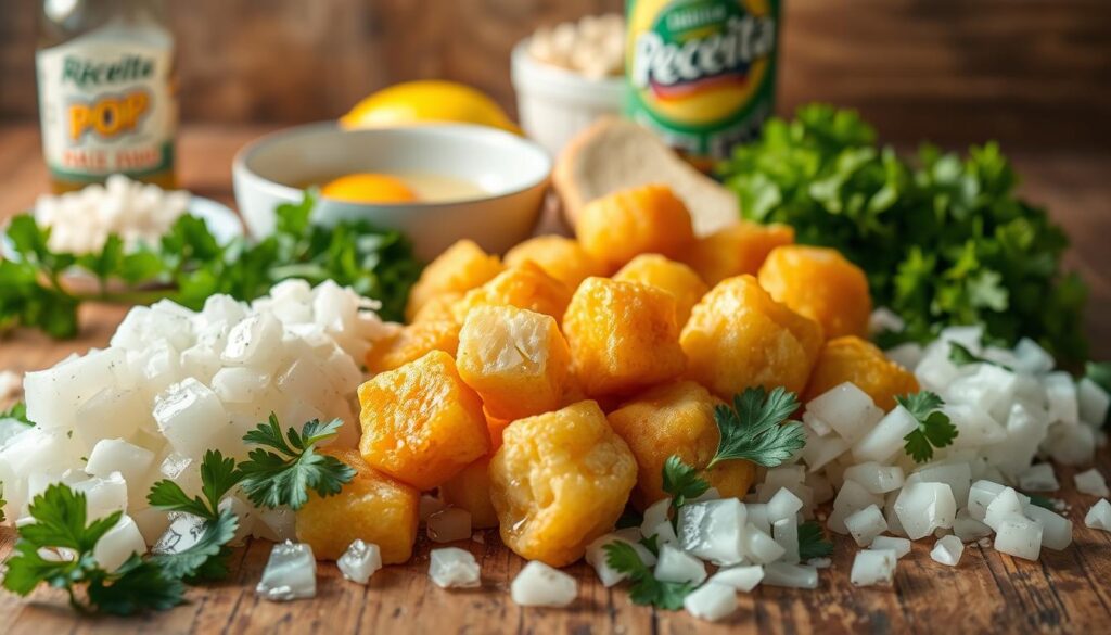 ingredientes para bolinho de bacalhau