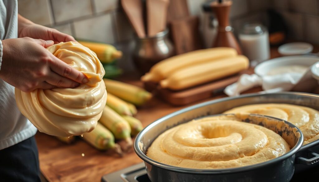 preparo do bolo de milho cremoso