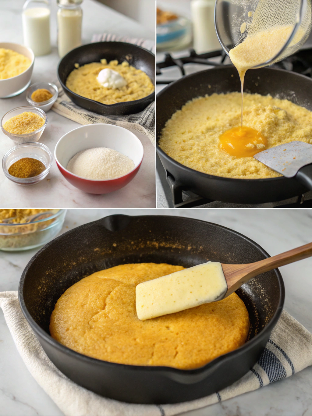 Bolo de Fubá na Frigideira preparing steps