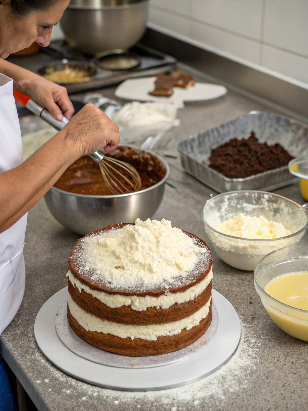 Bolo Prestígio preparing steps