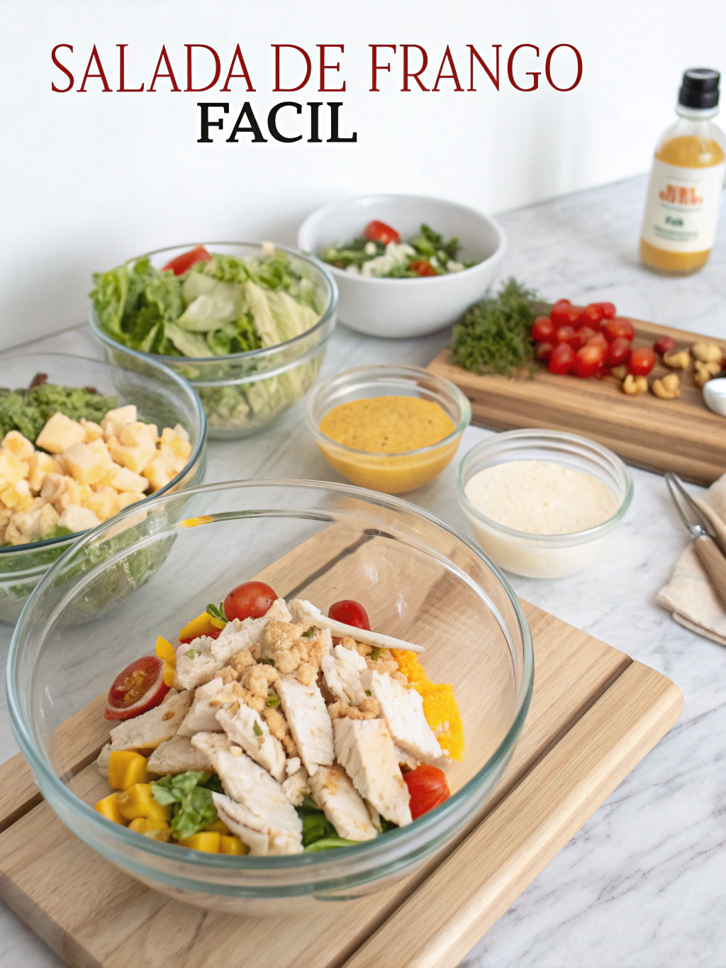 Salada de Frango Fácil preparing steps