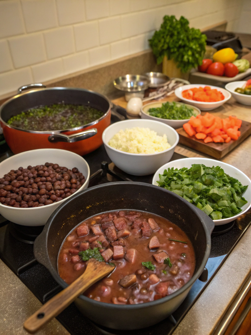 Receita de feijoada completa preparing steps