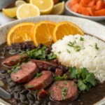 Foto de feijoada completa servida na panela de barro